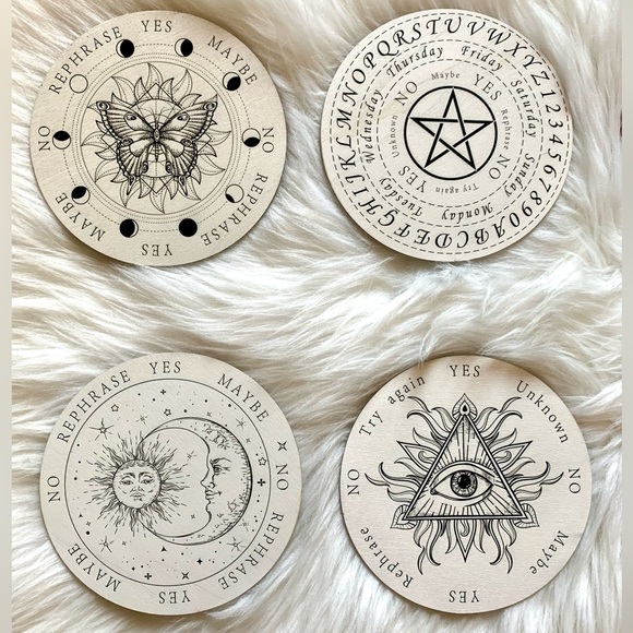Double Sided Wooden Pendulum Dowsing Divination Boards Reversible Set of 8 - Picture 8 of 9